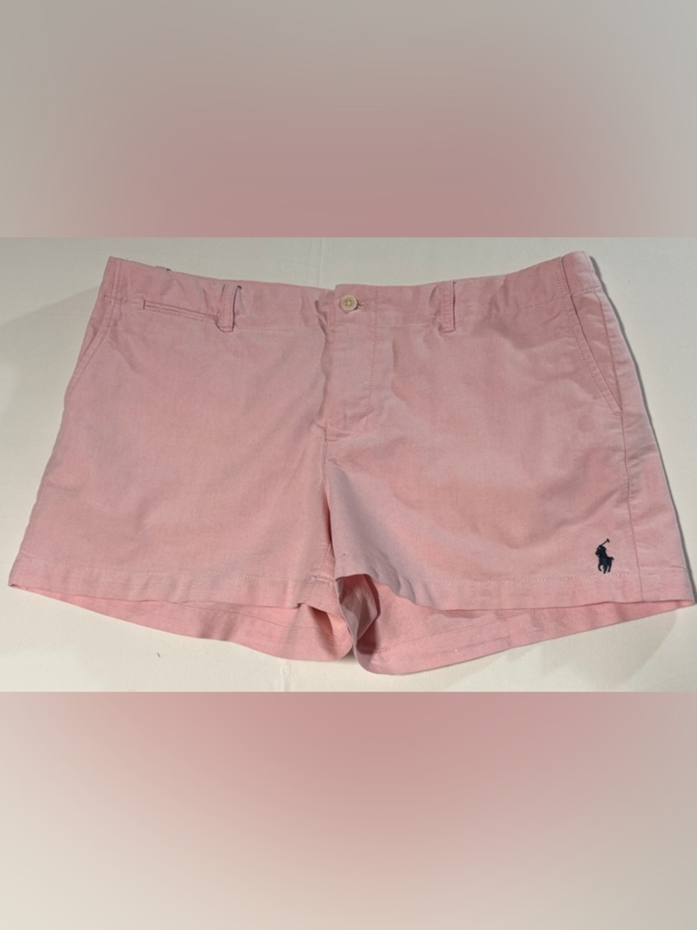 Polo Ralph Lauren Women's Pink Oxford Chino Shorts - Size 10 - Embroidered Pony - Picture 3 of 9